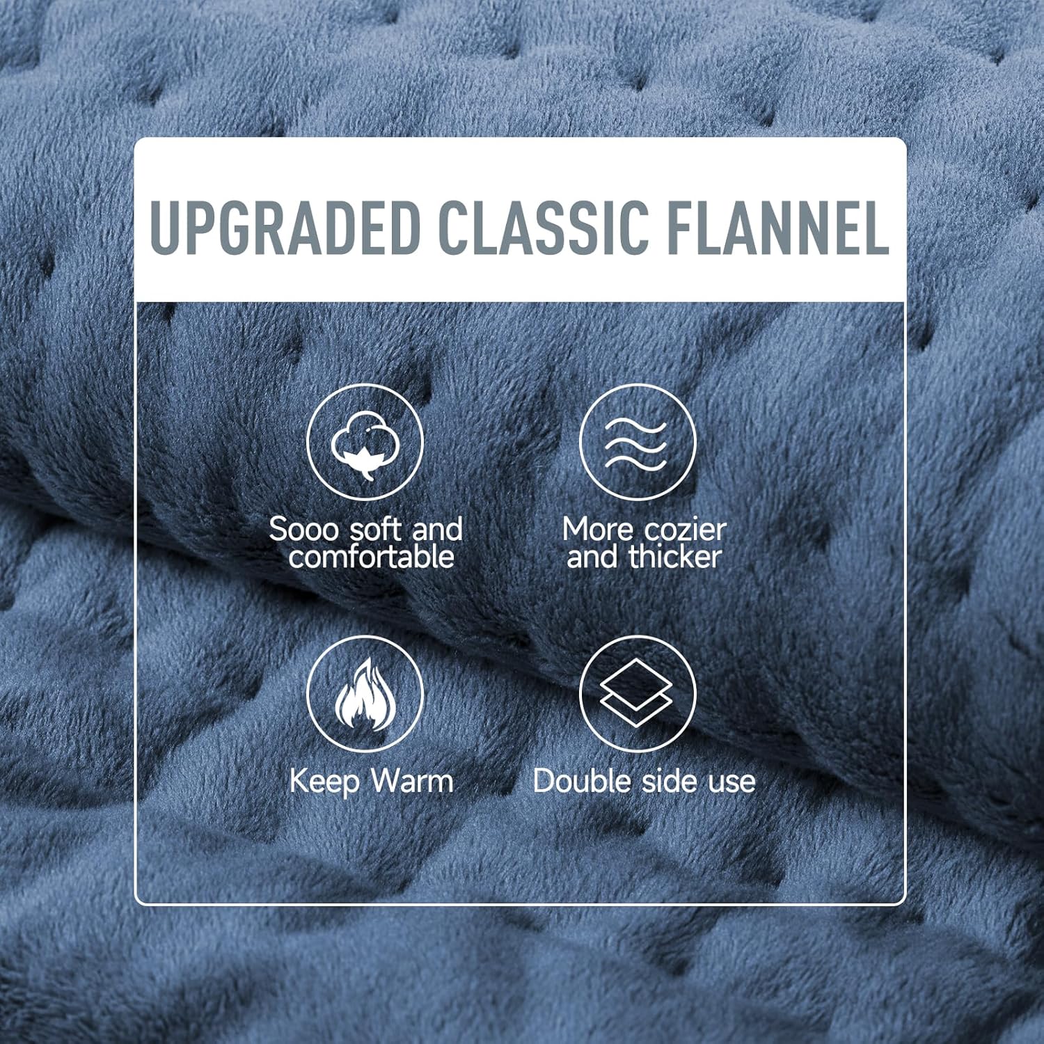Electric Heating Pad Blue Back Pain Relief - 6 Heat Settings, 4 Timer Levels, PTC Wire, Microplush Fall 2025 - Image 4