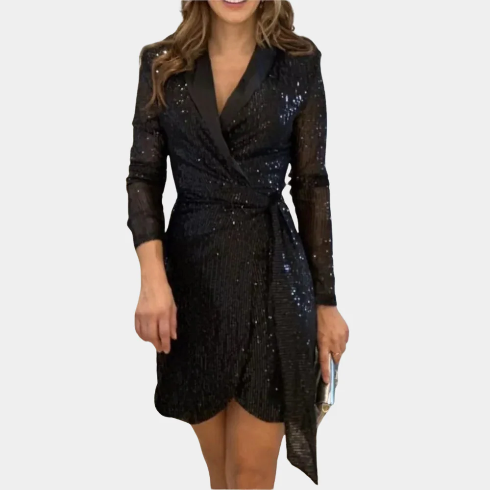 Elegant Blazer Dress with Belt and Glitter, Chic Summer Dress for Women, Plus Size Available - Image 8