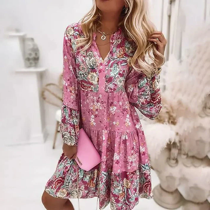 Elegant Boho Dress for Women, Loose-Fitting Knee-Length Casual and Special Occasion Wear in Breathable Fabric