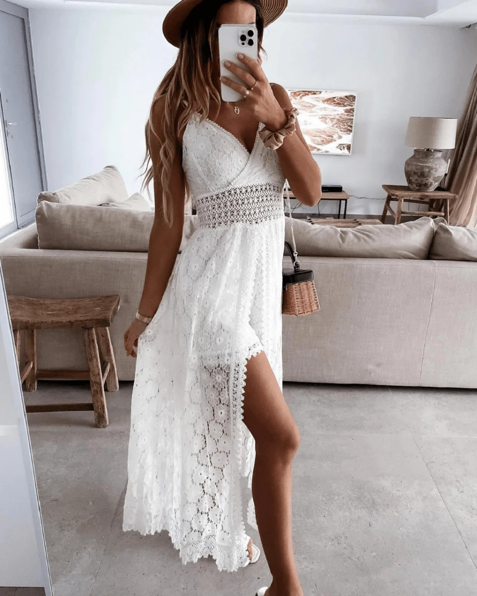 Elegant Boho Womens Dress in Soft Cotton, Knee-Length Summer Dress for Casual Outings and Events - Image 2