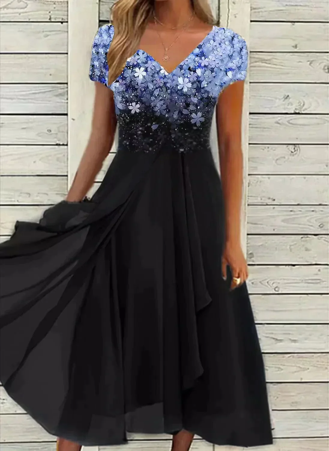Elegant Chiffon Party Dress for Women, Knee-Length, Lightweight, Sophisticated Design for Special Occasions