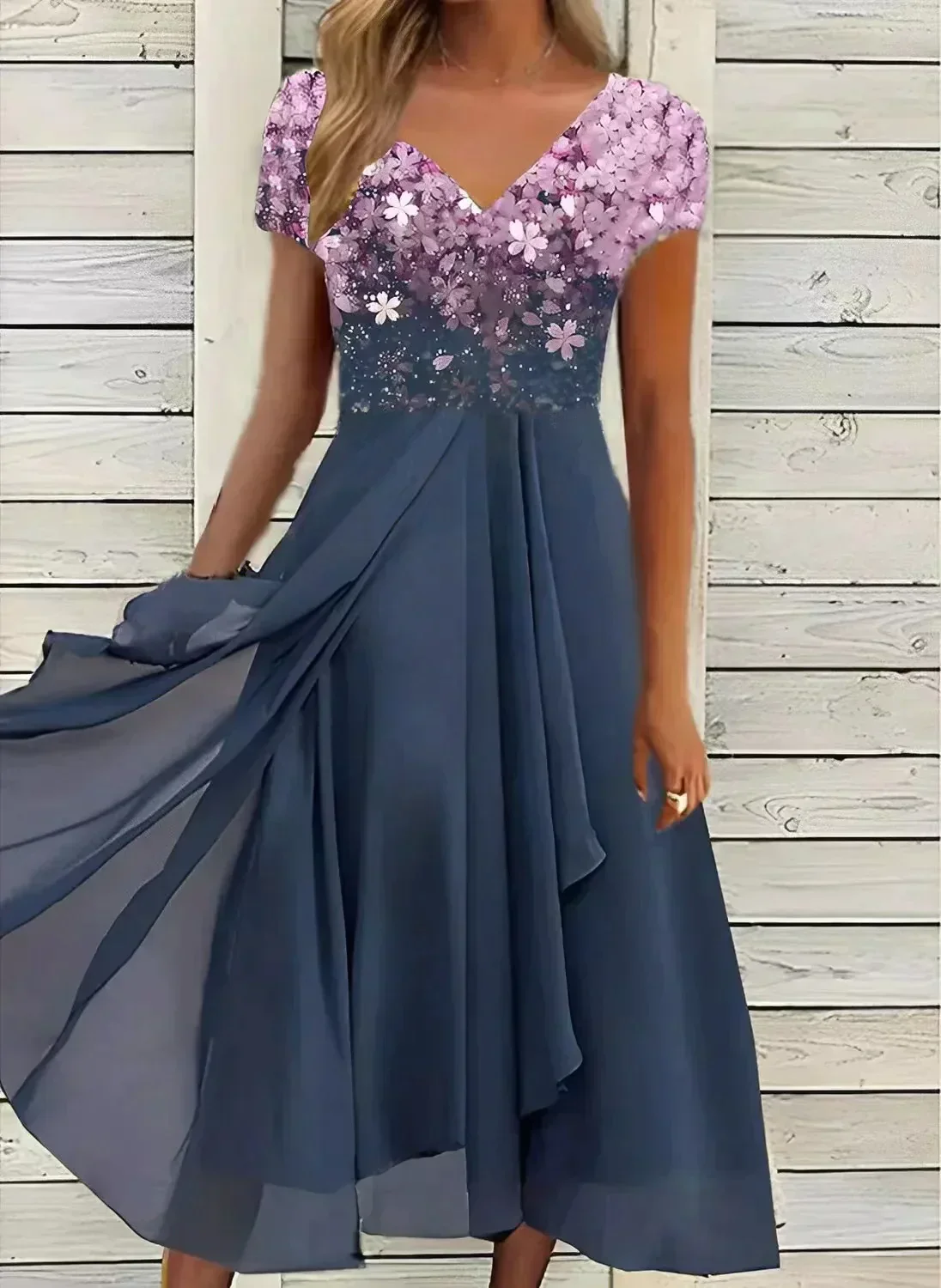 Elegant Chiffon Party Dress for Women, Knee-Length, Lightweight, Sophisticated Design for Special Occasions - Image 4