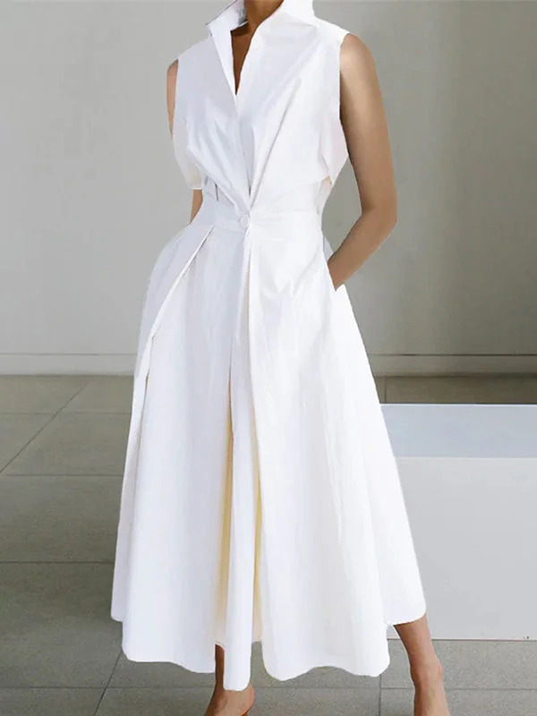 Elegant Dress with Shirt Collar, Versatile Women's Dress for Formal and Casual Occasions - Image 4