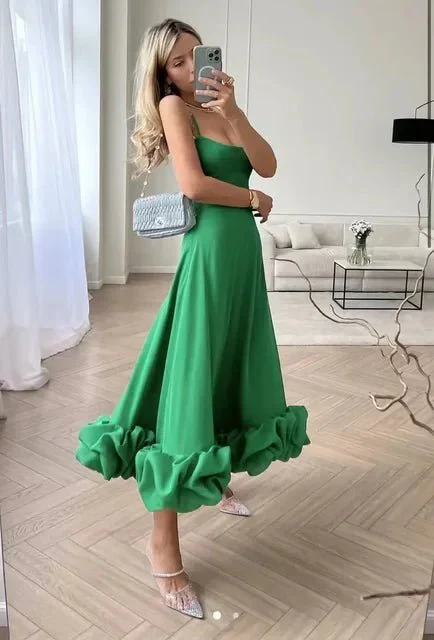 Elegant Floral Maxi Dress with Ruffles, Sleeveless A-Line Long Dress for Women, Summer Party Style - Image 4