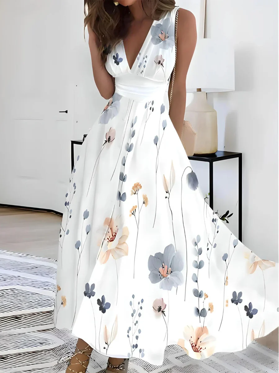 Elegant Floral Petal Dress for Women, Lightweight Summer Wedding Guest Dress with Adjustable Belt and Delicate Neckline