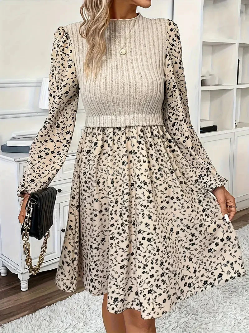 Elegant Floral Print Womens Dress with Long Sleeves for Summer and Formal Occasions - Image 4