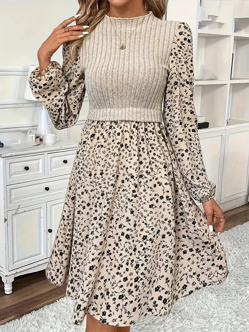 Elegant Floral Print Womens Dress with Long Sleeves for Summer and Formal Occasions - Image 6