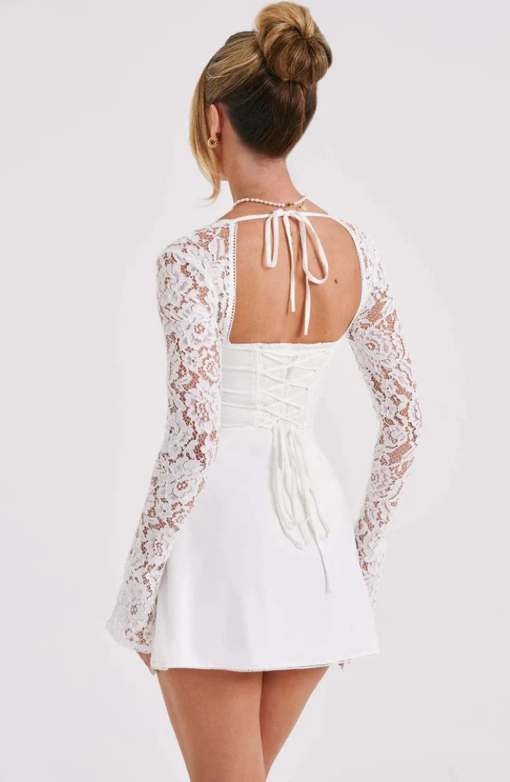 Elegant Lace Mini Dress for Women with Cut-Out Bust, Flattering Fit, Perfect for Summer and Cocktail Events - Image 5