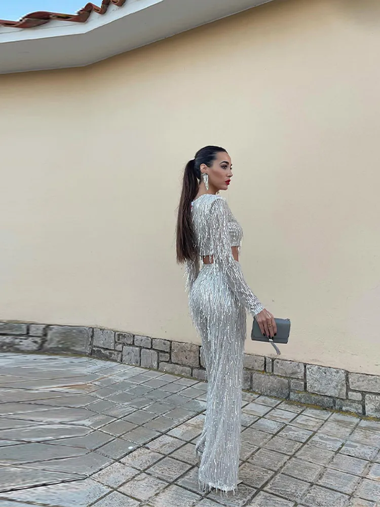 Elegant Ladies Crop Top Set with Matching Pants, Soft Breathable Fabric, Flattering Fit for Summer Fashion, Casual Outings and Festivals - Image 6