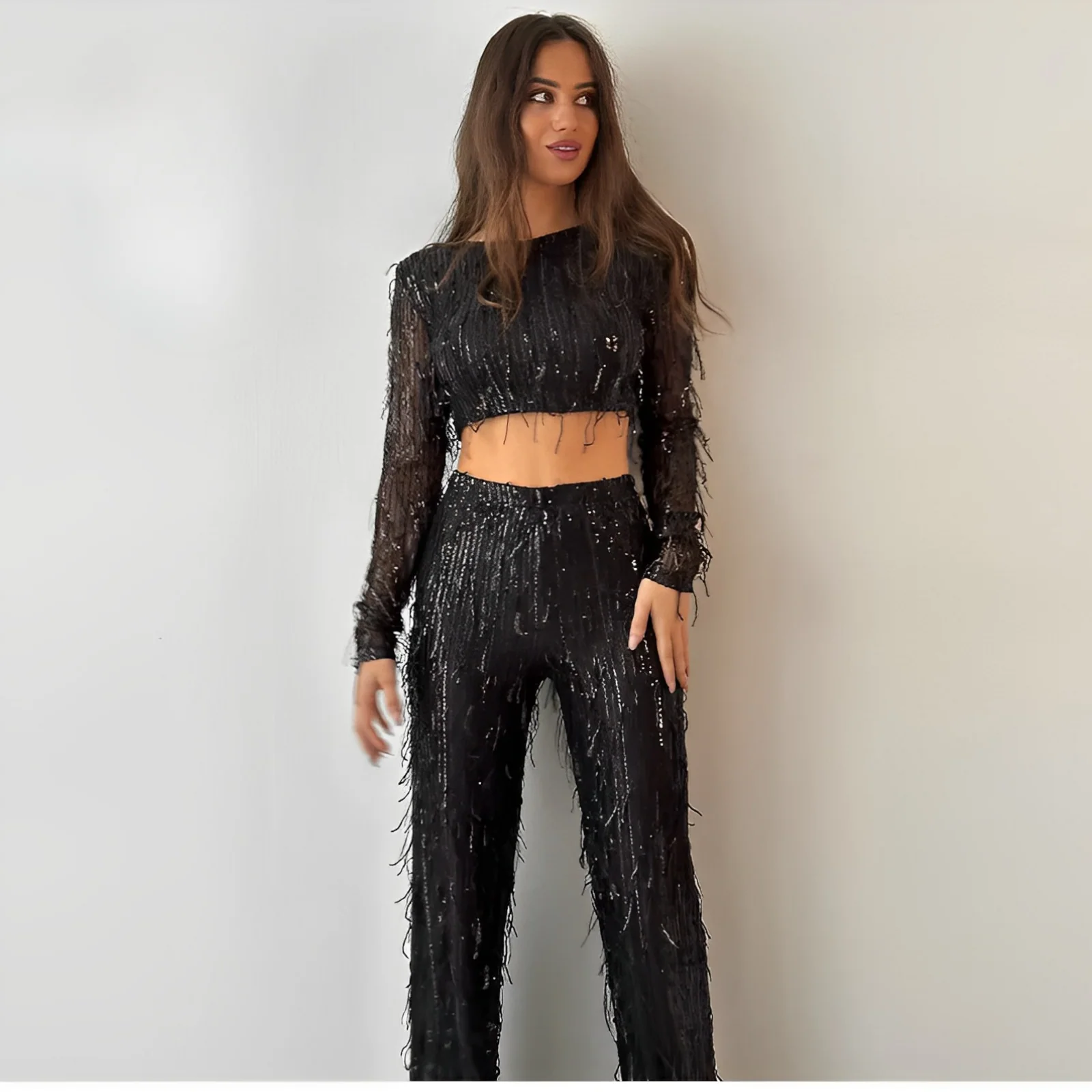 Elegant Ladies Crop Top Set with Matching Pants, Soft Breathable Fabric, Flattering Fit for Summer Fashion, Casual Outings and Festivals - Image 9