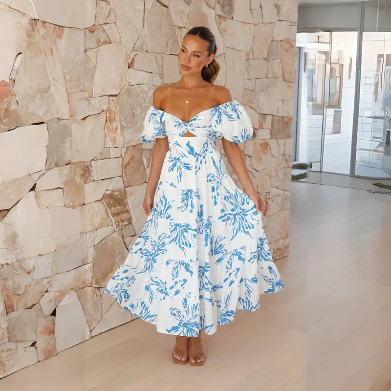 Elegant Long Floral Women's Dress with Stylish Sleeves - Perfect for Wedding Guests, Summer Parties, and Formal Events - Image 10