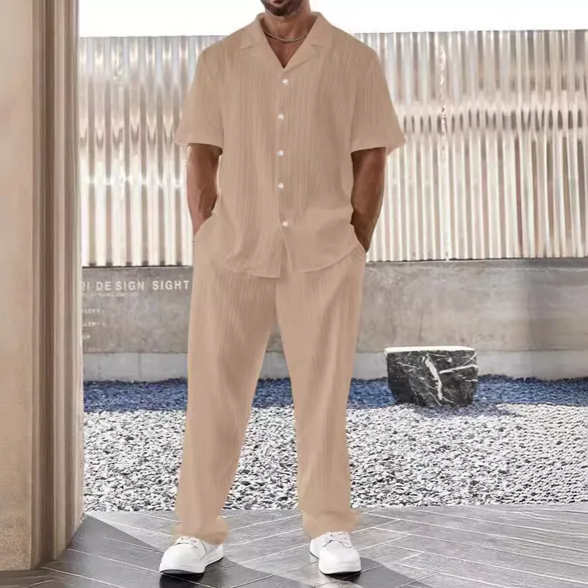Elegant Men's Shirt and Pants Set, Lightweight Breathable Fabric, Tailored Fit for Versatile Style - Image 4