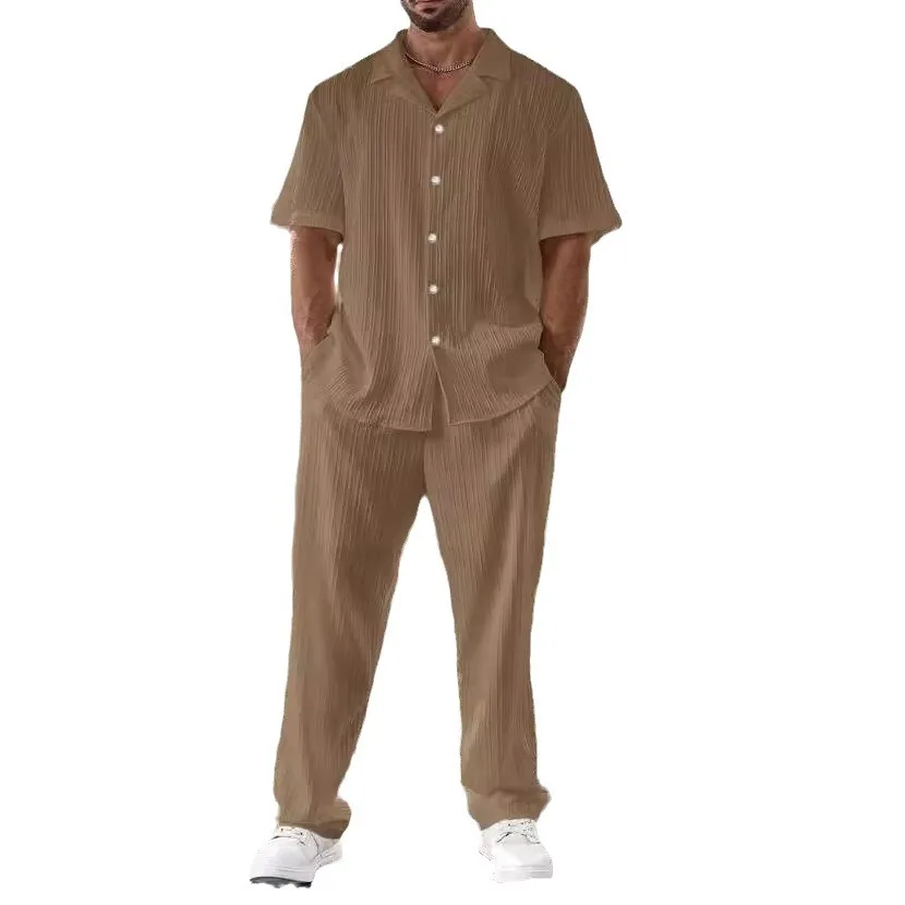 Elegant Men's Shirt and Pants Set, Lightweight Breathable Fabric, Tailored Fit for Versatile Style - Image 6