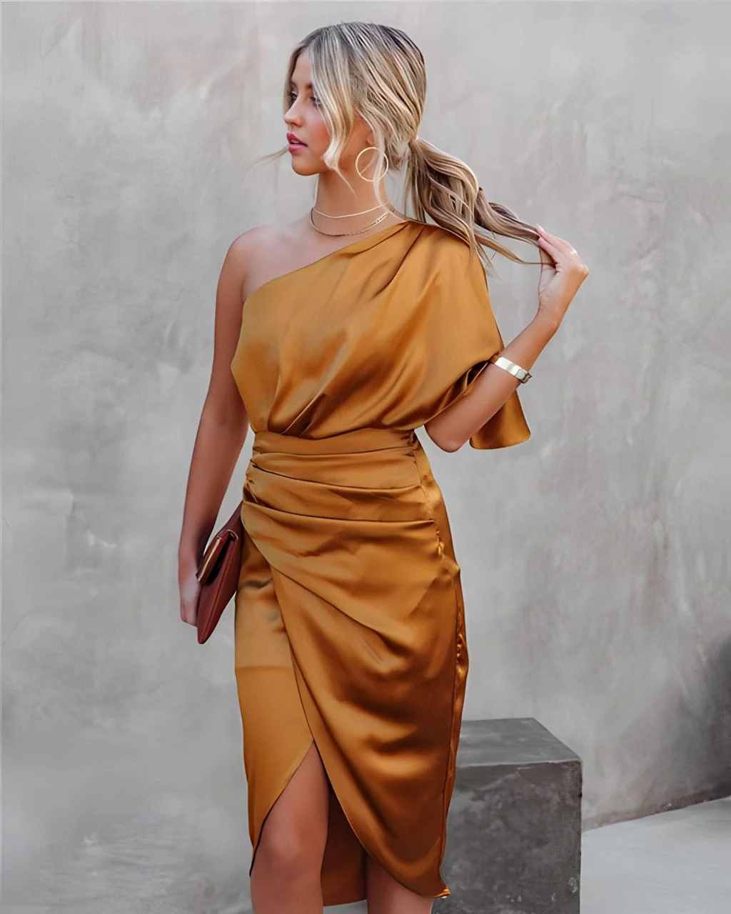 Elegant One-Shoulder Women's Dress - Asymmetrical Black Cocktail Dress for Formal Events and Casual Outings - Image 11