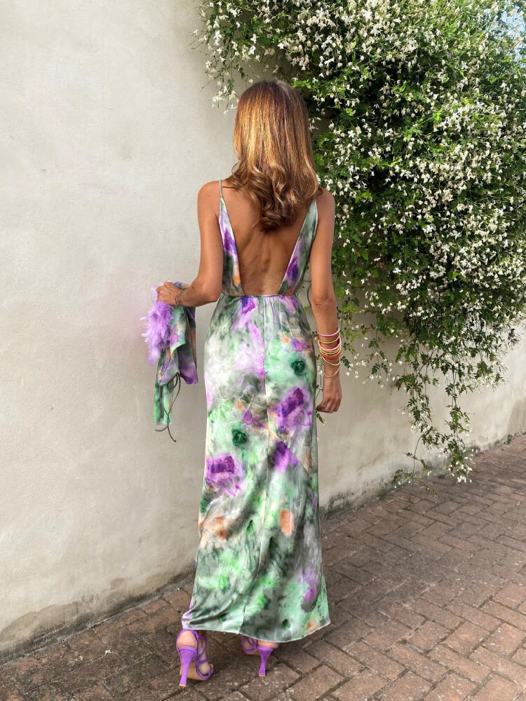 Elegant Open Back White Maxi Dress for Women with Halo Design and Fluid Silhouette, Perfect for Summer Events and Special Occasions - Image 3