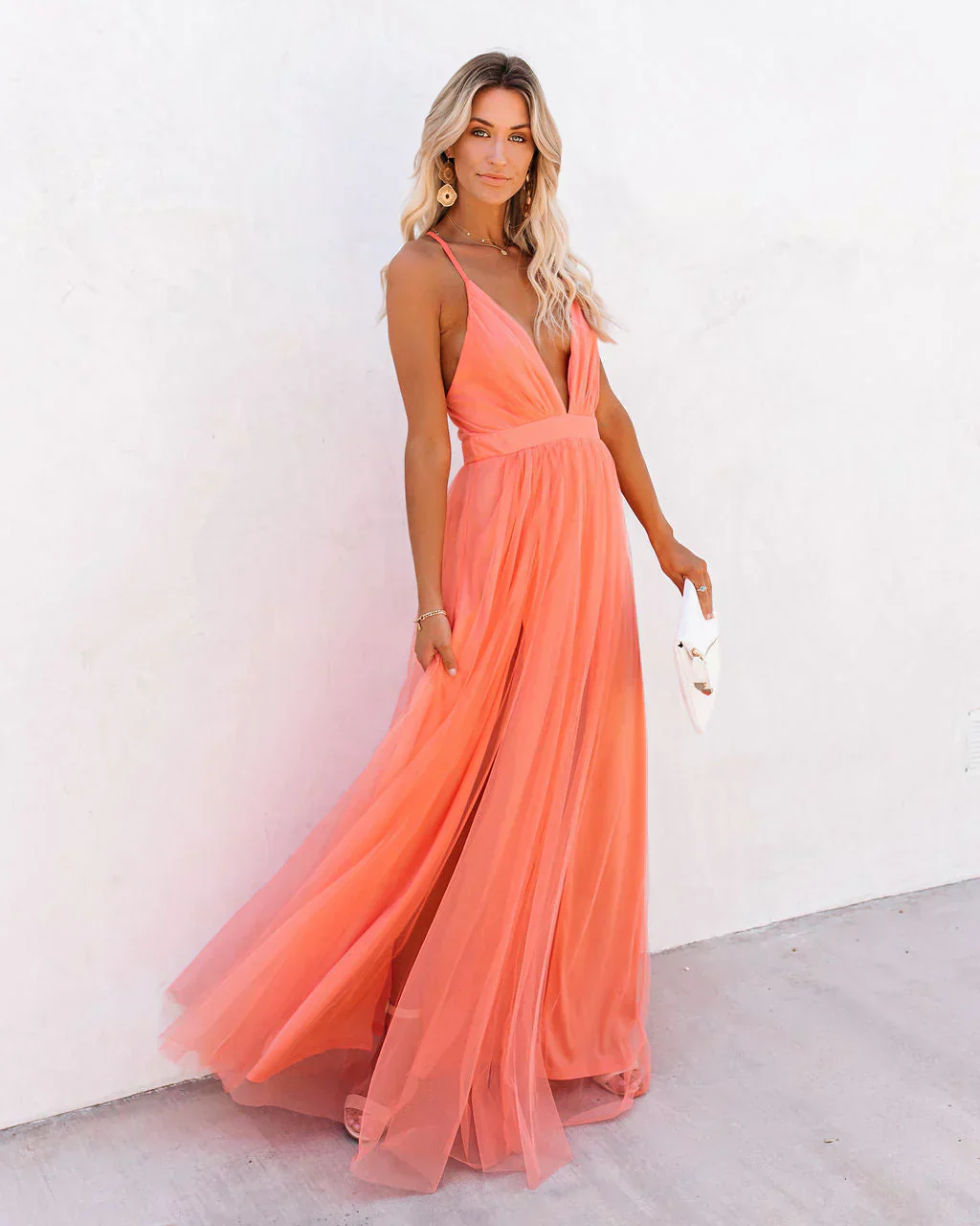 Elegant Orange Summer Dress with Adjustable Straps, Lightweight Polyester, Women's Cocktail and Wedding Guest Dress - Image 2