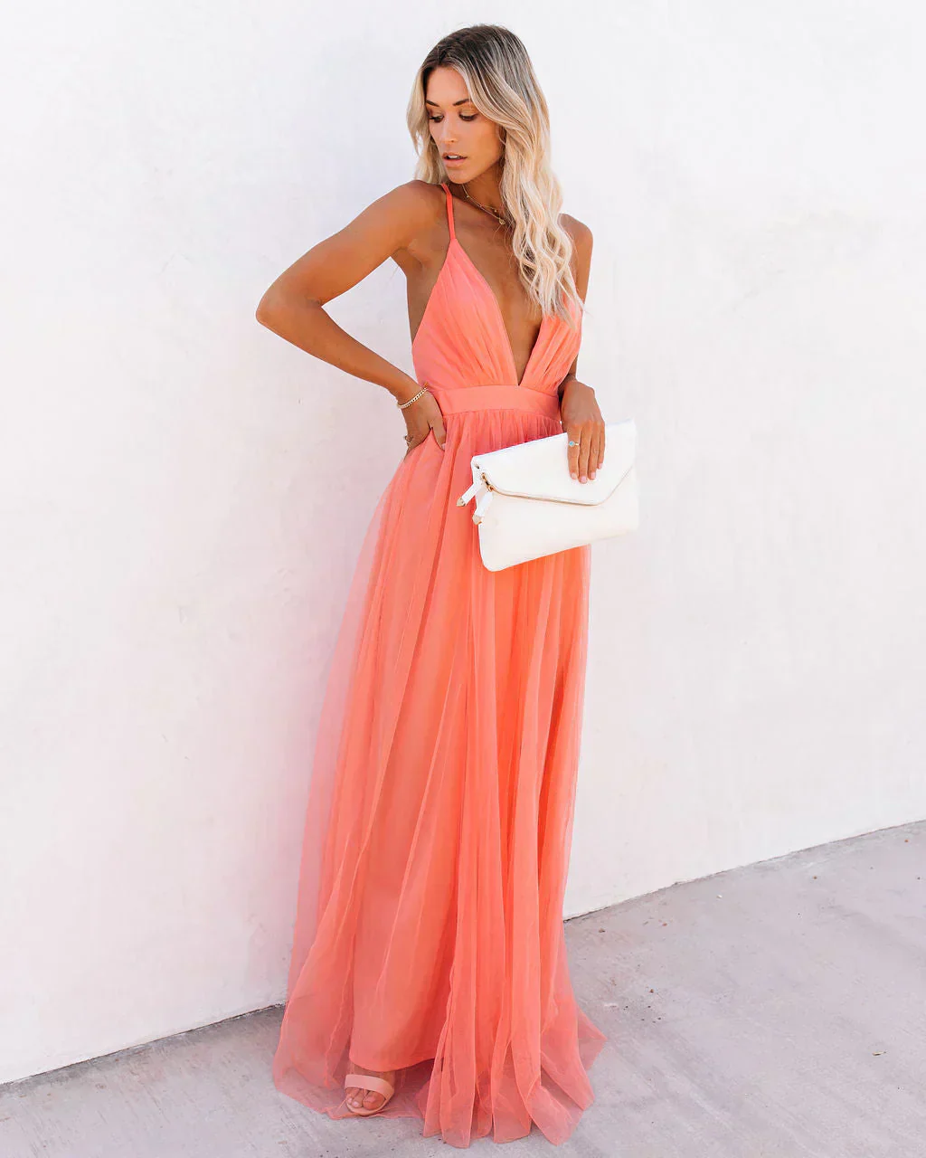 Elegant Orange Summer Dress with Adjustable Straps, Lightweight Polyester, Women's Cocktail and Wedding Guest Dress - Image 5