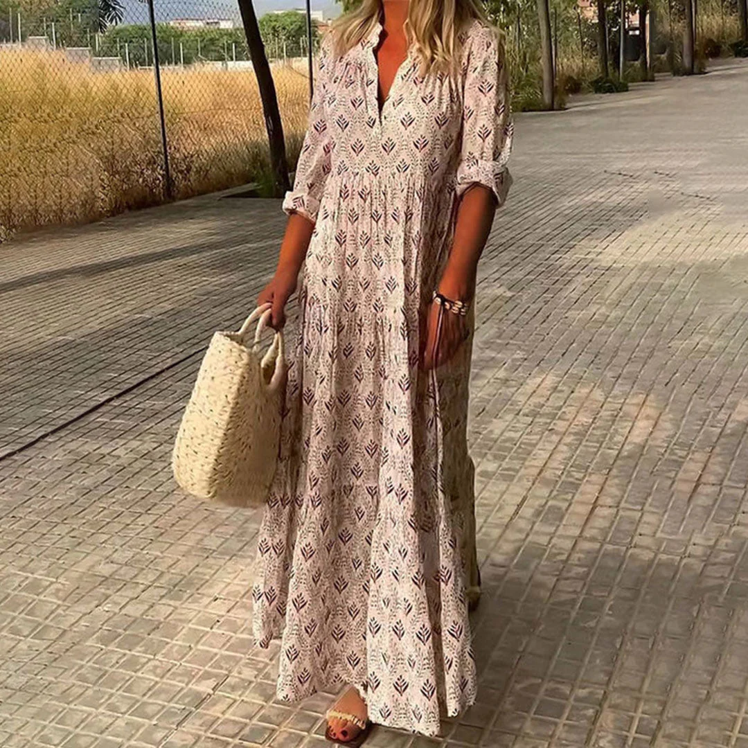 Elegant Plus Size Boho Dress for Women, Breathable Fabric, Available in Blue, Gray, Green, Pink, Sizes S-3XL - Image 8