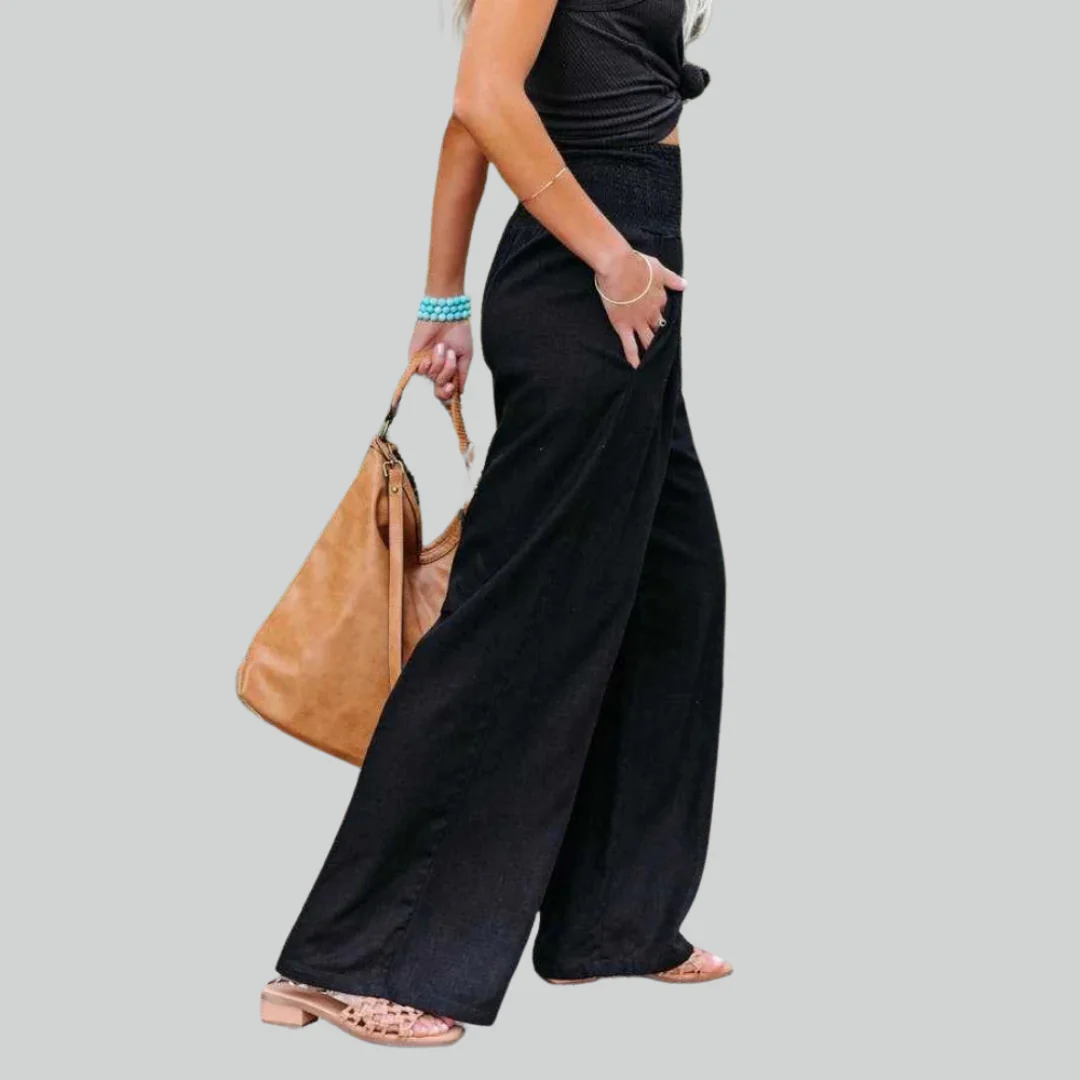 Elegant Retro Baggy Pants for Women - Loose High Waist Vintage Linen Wide Leg Trousers - Image 3
