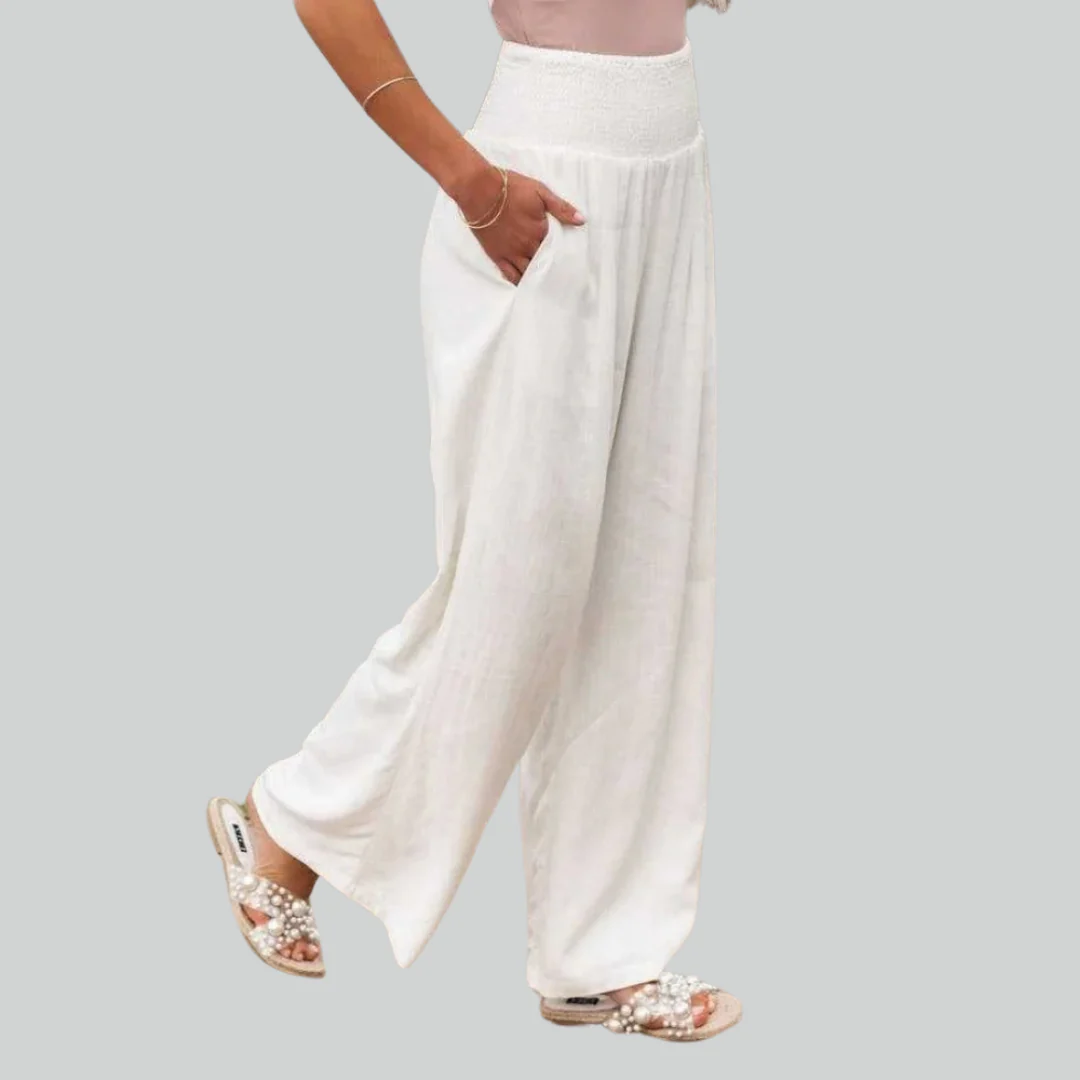 Elegant Retro Baggy Pants for Women - Loose High Waist Vintage Linen Wide Leg Trousers - Image 4
