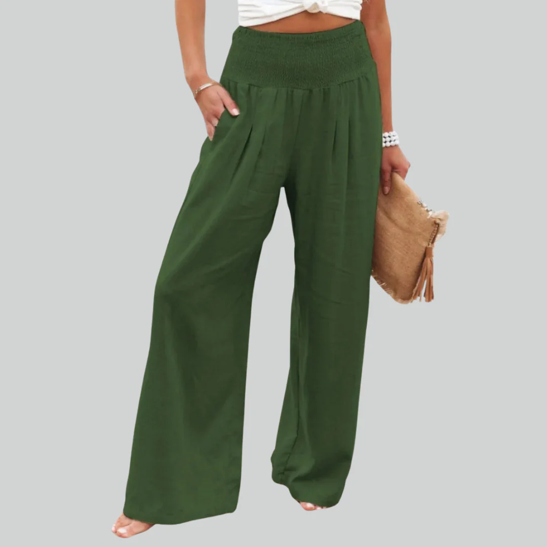 Elegant Retro Baggy Pants for Women - Loose High Waist Vintage Linen Wide Leg Trousers - Image 5
