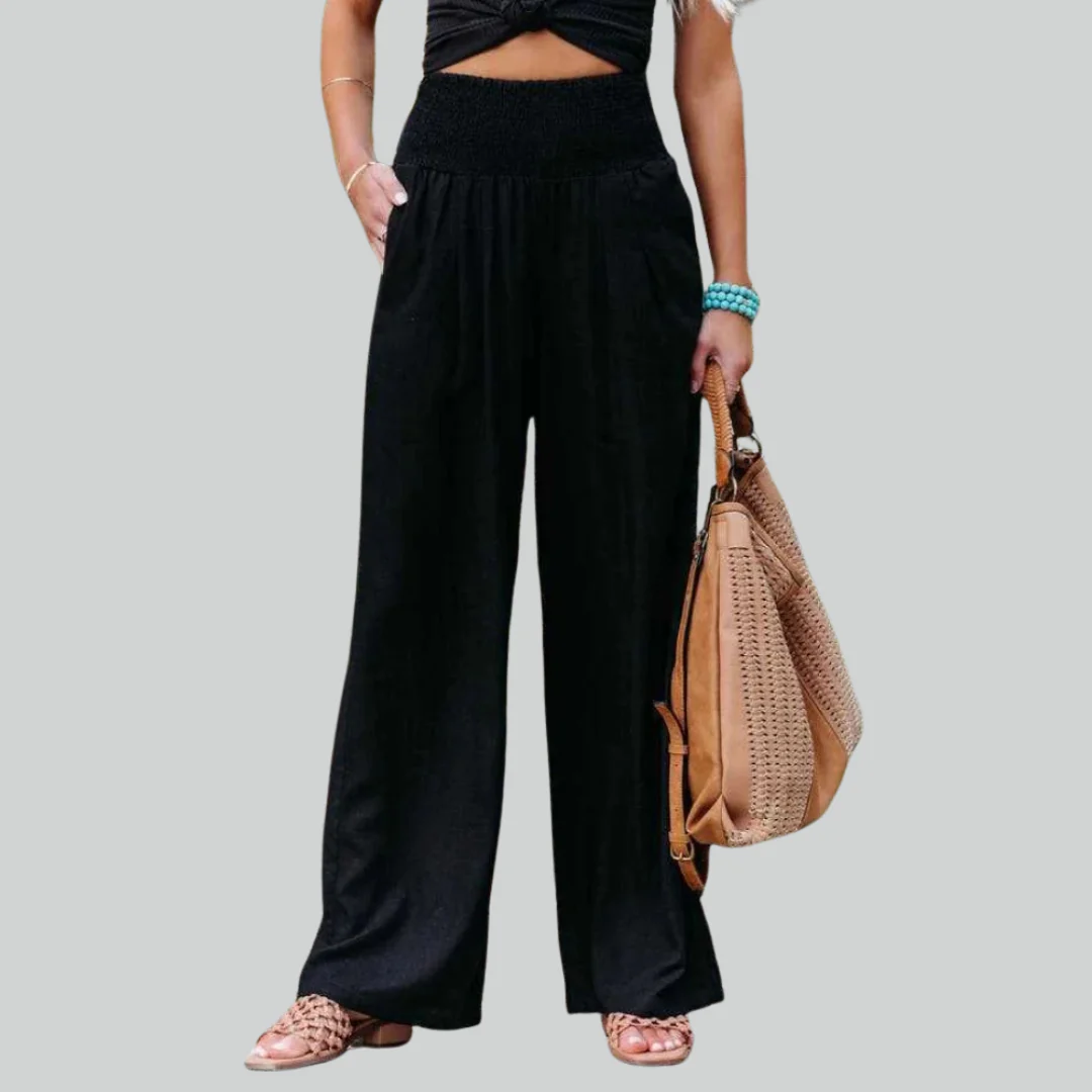 Elegant Retro Baggy Pants for Women - Loose High Waist Vintage Linen Wide Leg Trousers - Image 6