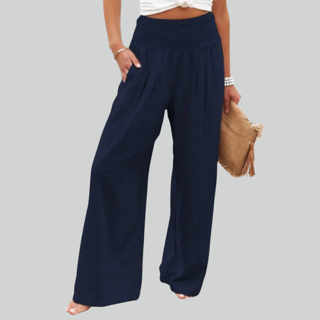 Elegant Retro Baggy Pants for Women - Loose High Waist Vintage Linen Wide Leg Trousers - Image 7