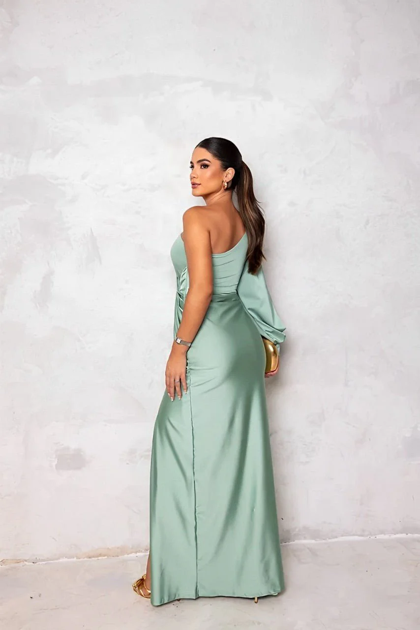 Elegant Satin Dress with Flattering Cut for Women's Cocktail and Formal Occasions - Image 5