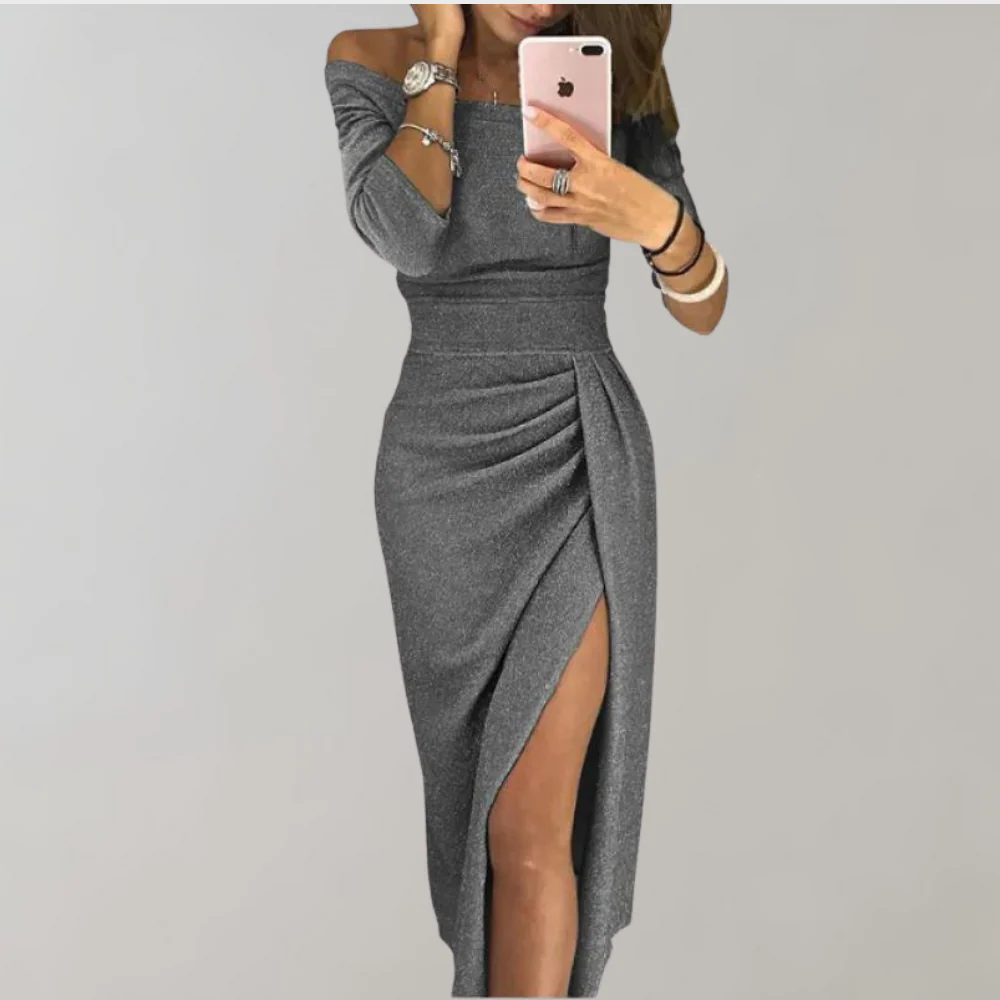 Elegant Sequined Evening Dress for Women, Long Cut Black Formal Dress, Perfect for Weddings and Semi Formal Events - Image 5