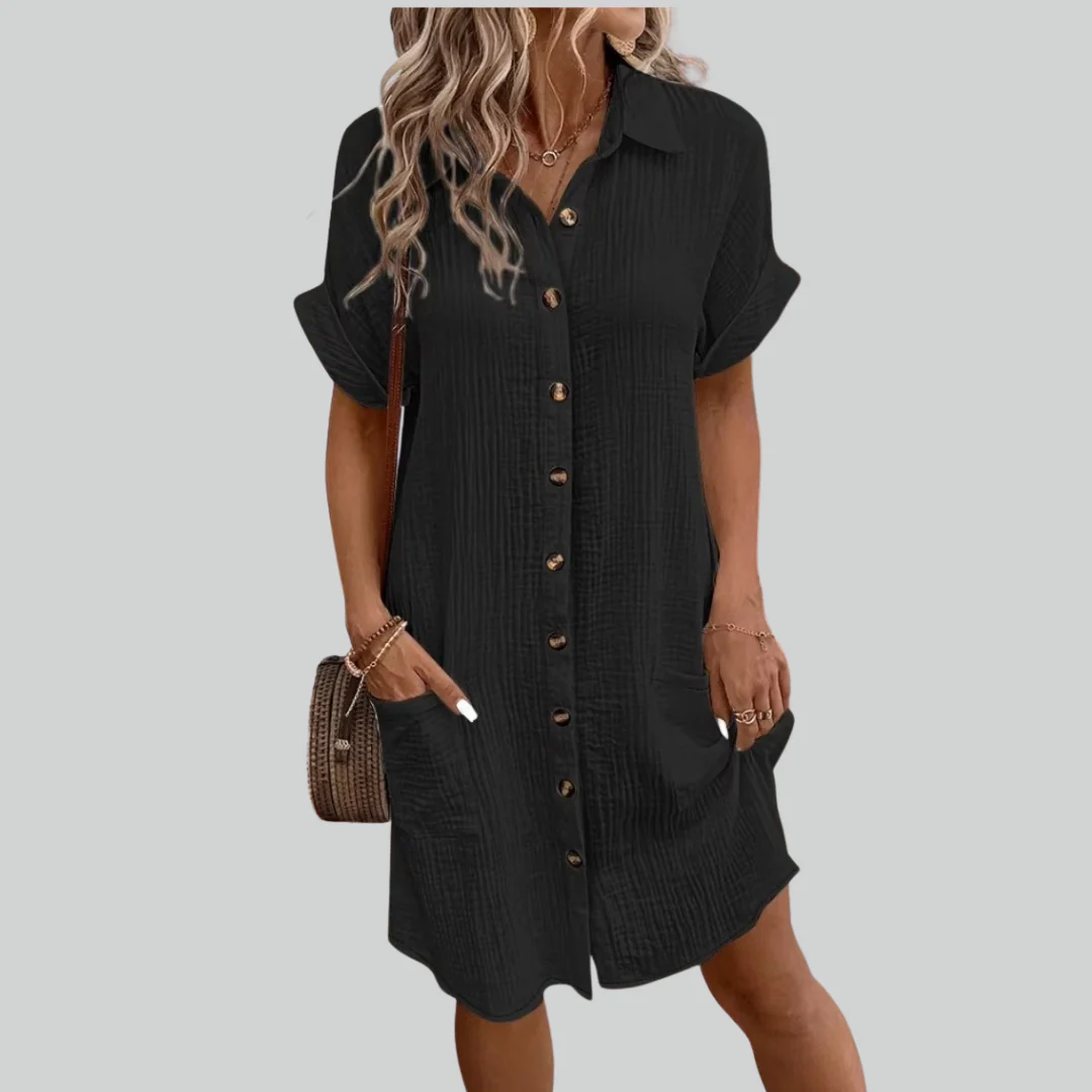 Elegant Shirt Dress for Women - Versatile Office and Casual Wear, Flattering Fit for All-Day Comfort - Image 3