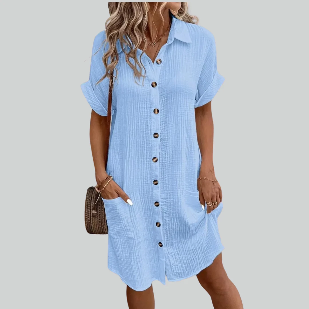 Elegant Shirt Dress for Women - Versatile Office and Casual Wear, Flattering Fit for All-Day Comfort - Image 4