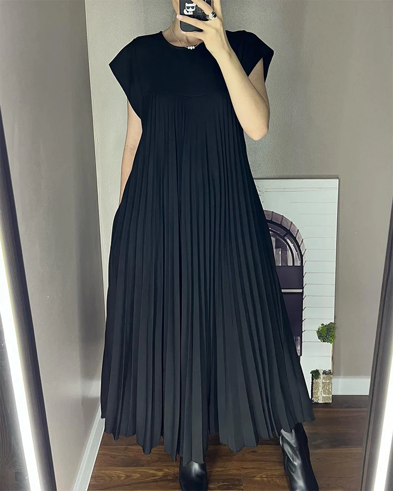 Elegant Sleeveless Pleated Womens Dress in Solid Color - Versatile Summer Wedding Guest or Cocktail Formal Dress - Image 8