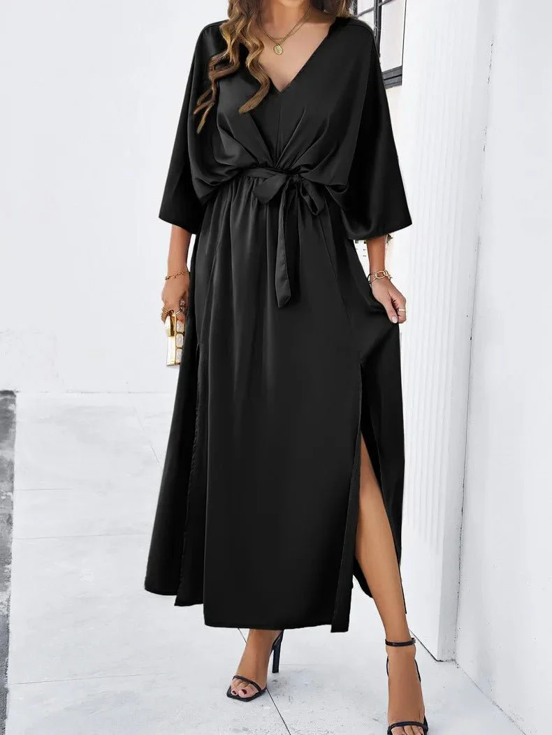 Elegant V-Neck Summer Dress for Women - Perfect Wedding Guest or Formal Event Attire, Knee-Length, Comfortable Fit - Image 11