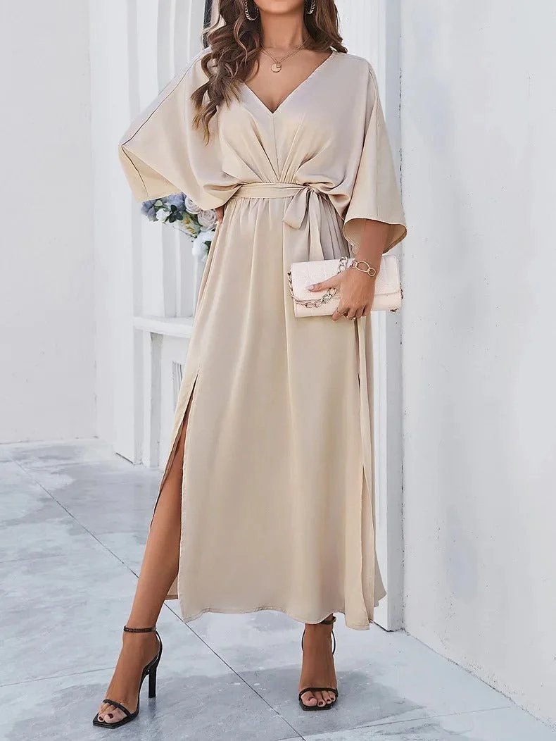 Elegant V-Neck Summer Dress for Women - Perfect Wedding Guest or Formal Event Attire, Knee-Length, Comfortable Fit - Image 8
