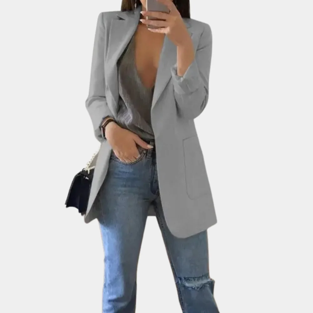 Elegant women's long blazer – timeless design, high-quality fabric, for office or casual wear - Image 3