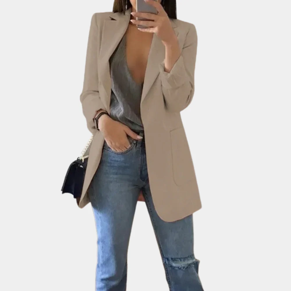 Elegant women's long blazer – timeless design, high-quality fabric, for office or casual wear - Image 4