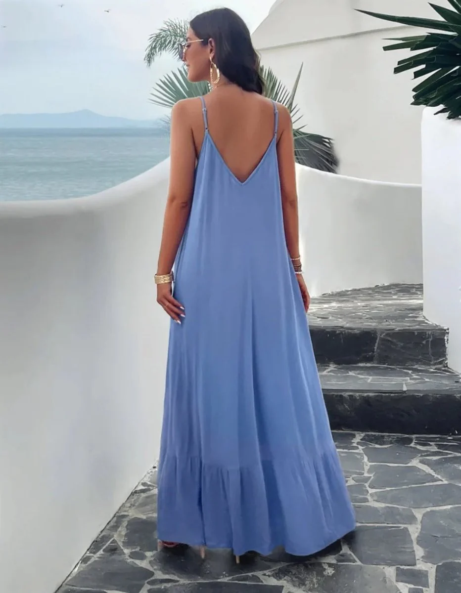 Elegant Women's Strap Dress in Solid Color - Versatile Summer and Formal Dresses for All Occasions - Image 4