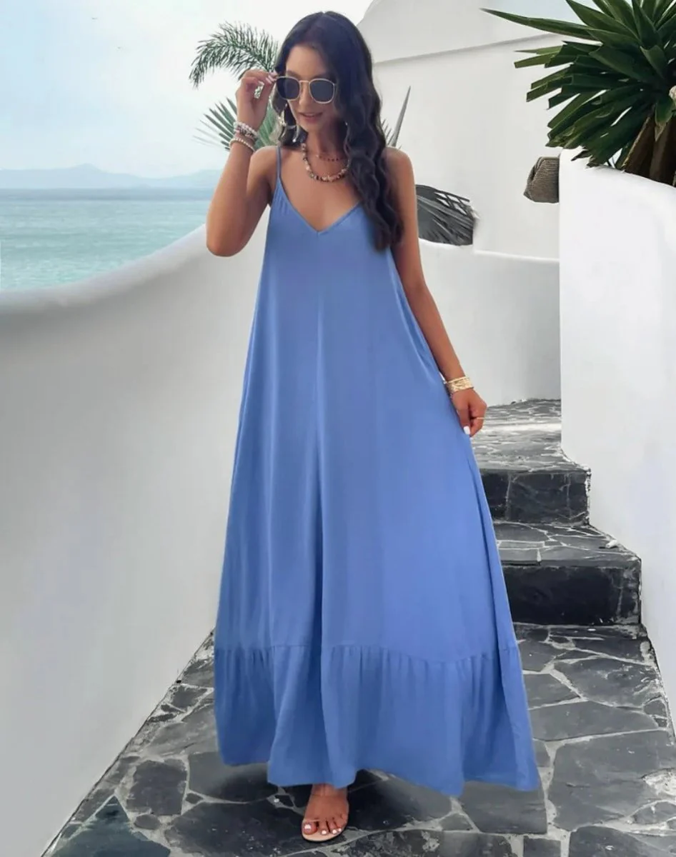 Elegant Women's Strap Dress in Solid Color - Versatile Summer and Formal Dresses for All Occasions - Image 7