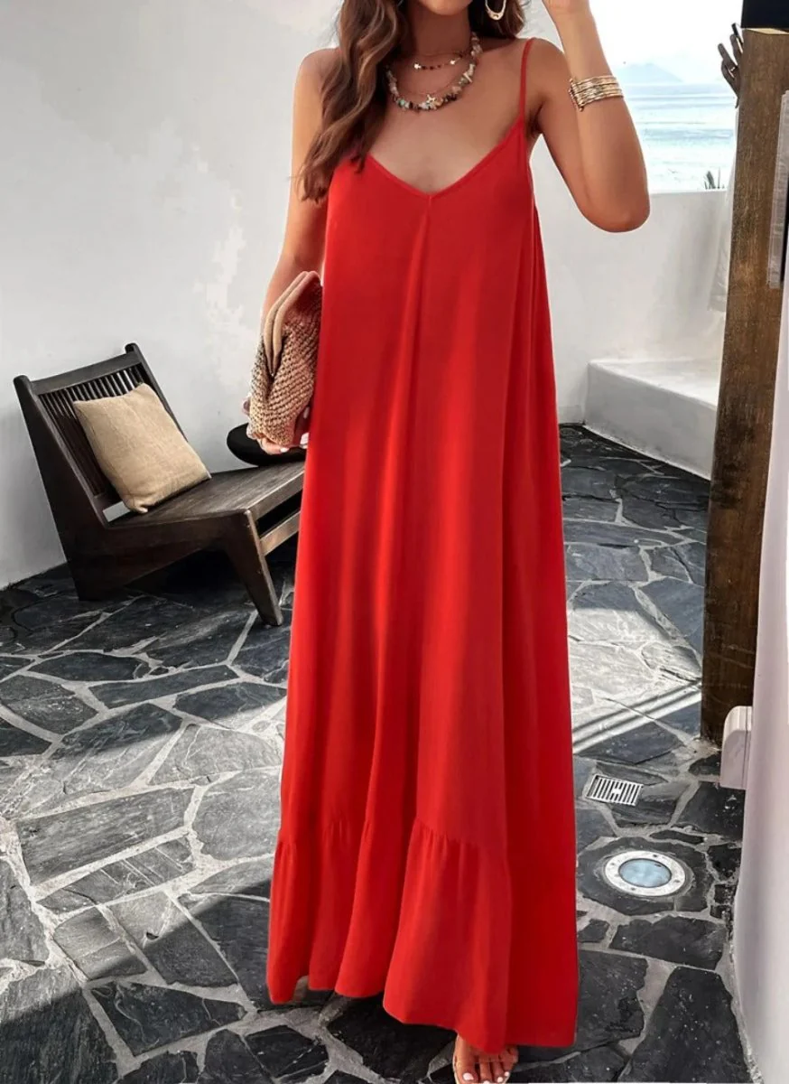 Elegant Women's Strap Dress in Solid Color - Versatile Summer and Formal Dresses for All Occasions - Image 9