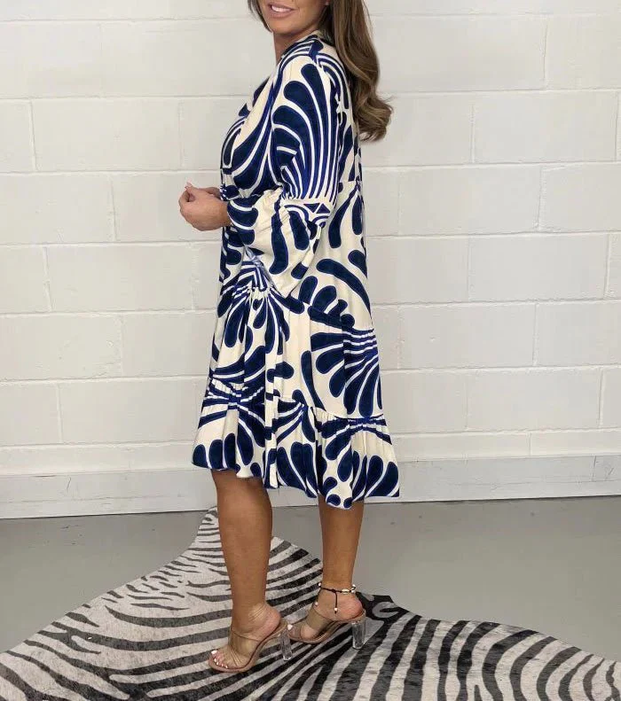 Elegant Women's Summer Dress with Graceful Print, Loose Fit, and Knee-Length Design for Garden Parties and Beach Walks - Image 2