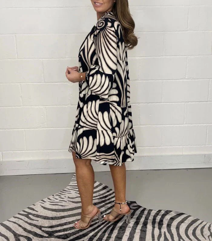Elegant Women's Summer Dress with Graceful Print, Loose Fit, and Knee-Length Design for Garden Parties and Beach Walks - Image 5