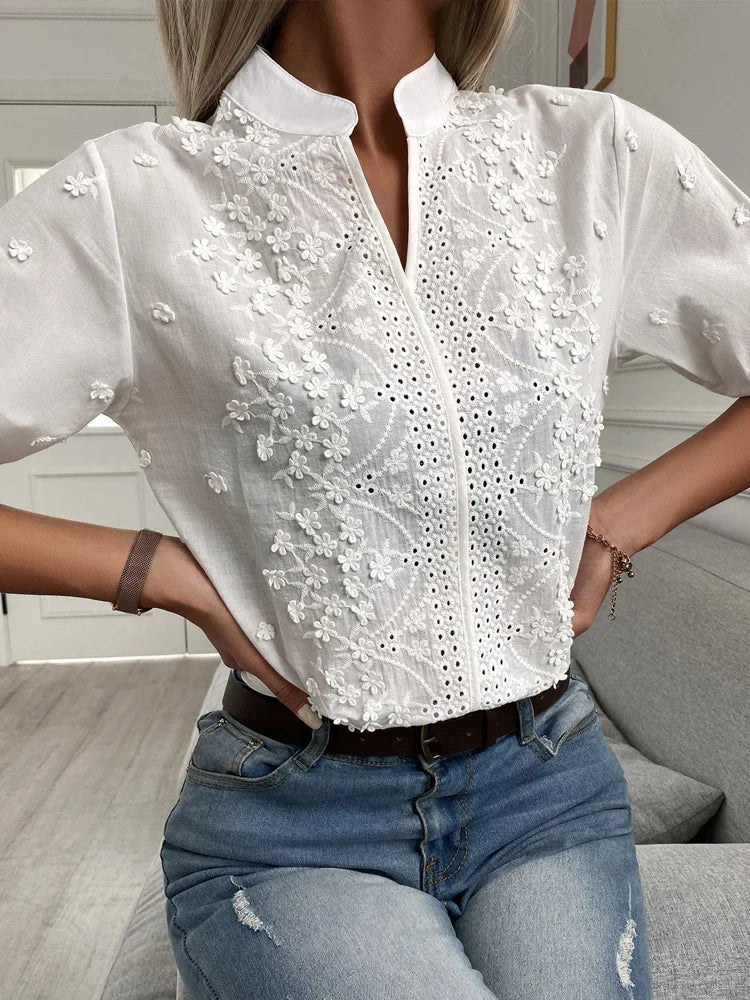 Elegant Women's Top - Flattering Fit Blouse for Going Out, Soft Breathable Fabric, Versatile Style for Casual and Formal Events - Image 2