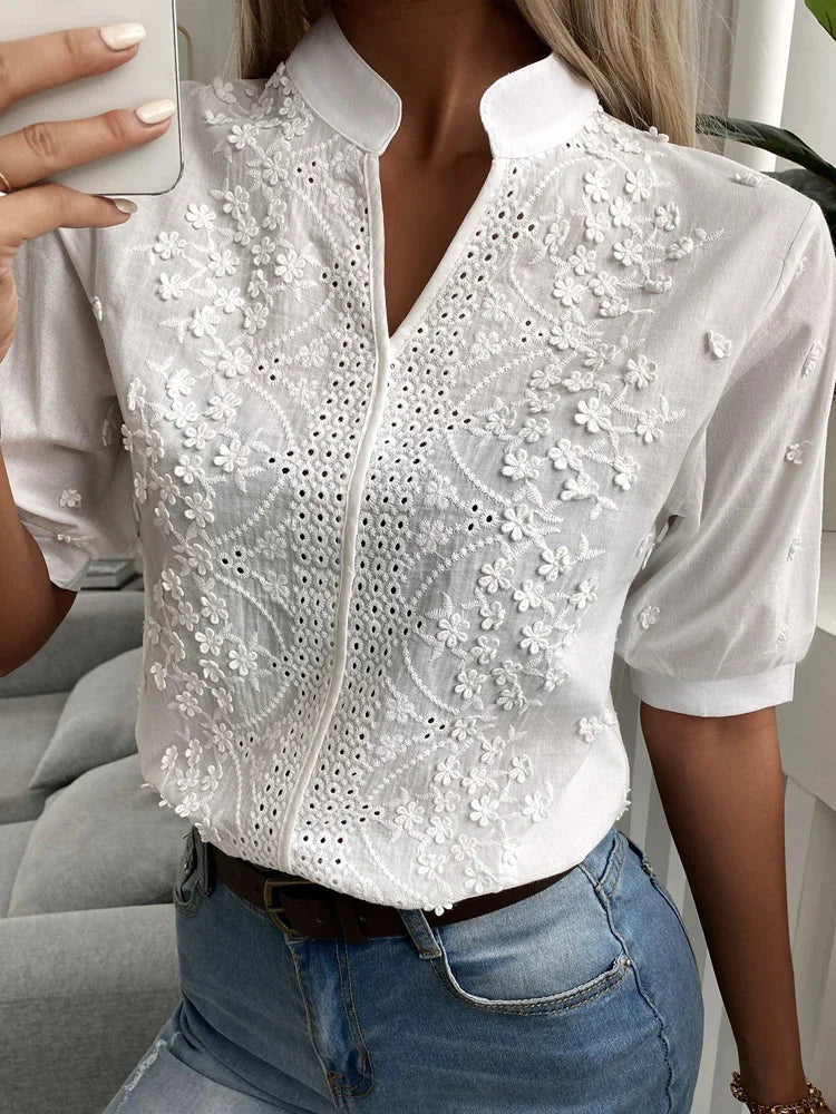 Elegant Women's Top - Flattering Fit Blouse for Going Out, Soft Breathable Fabric, Versatile Style for Casual and Formal Events - Image 7