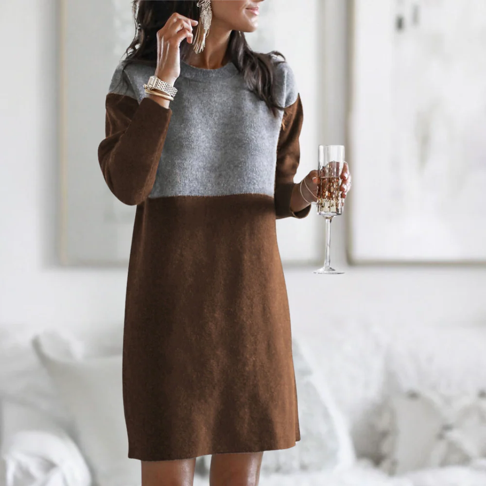 Elegant Women's Winter Dress, Comfortable Cotton Blend, Layering Friendly, Available in Multiple Colors - Image 2