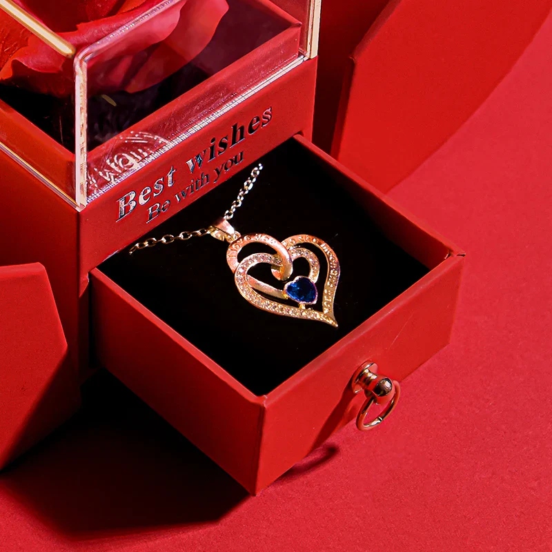 Eternal Rose Gift Box with Heart Necklace for Women - Birthday, Wedding Gifts for Mom, Girlfriend - Image 3