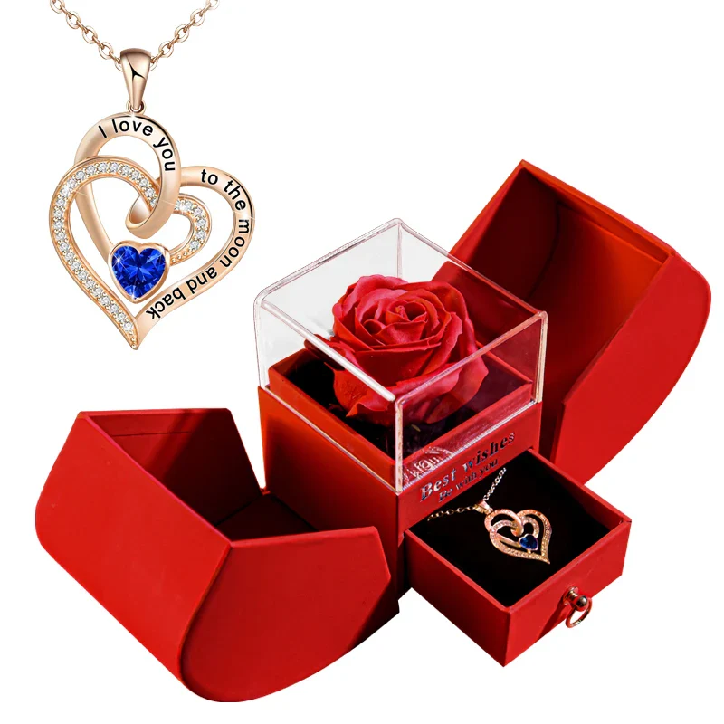 Eternal Rose Gift Box with Heart Necklace for Women - Birthday, Wedding Gifts for Mom, Girlfriend - Image 7