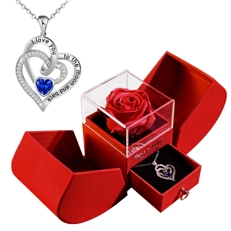 Eternal Rose Gift Box with Heart Necklace for Women - Birthday, Wedding Gifts for Mom, Girlfriend - Image 8
