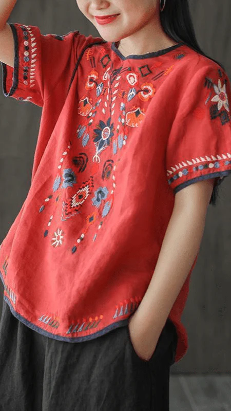 Ethnic Embroidered Blouse for Women, Loose Fit, Elegant Design, Soft Premium Fabric, Versatile for Casual and Formal Wear - Image 3