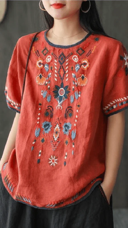 Ethnic Embroidered Blouse for Women, Loose Fit, Elegant Design, Soft Premium Fabric, Versatile for Casual and Formal Wear - Image 4