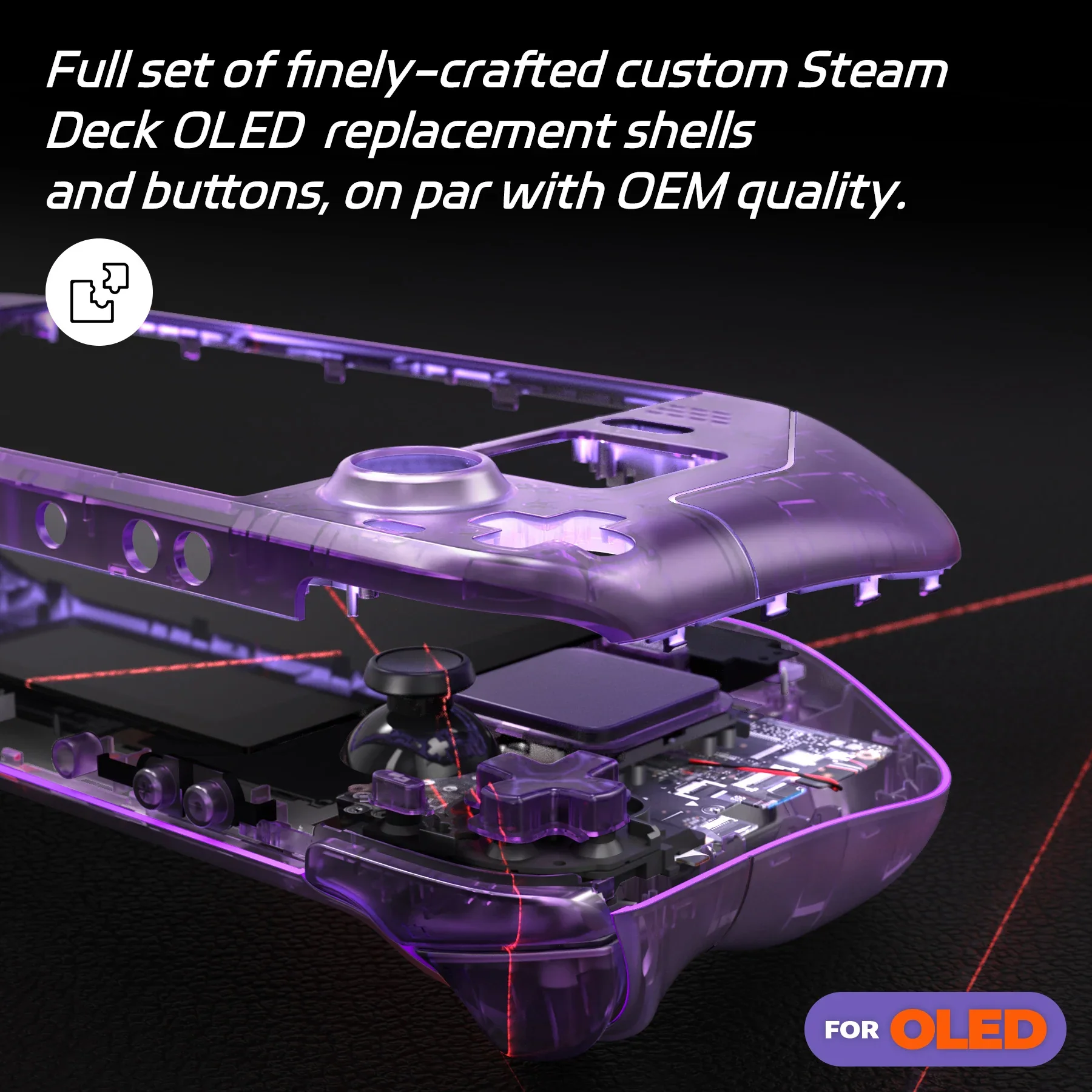 Steam Deck OLED Replacement Housing Kit Clear Shell - Image 2